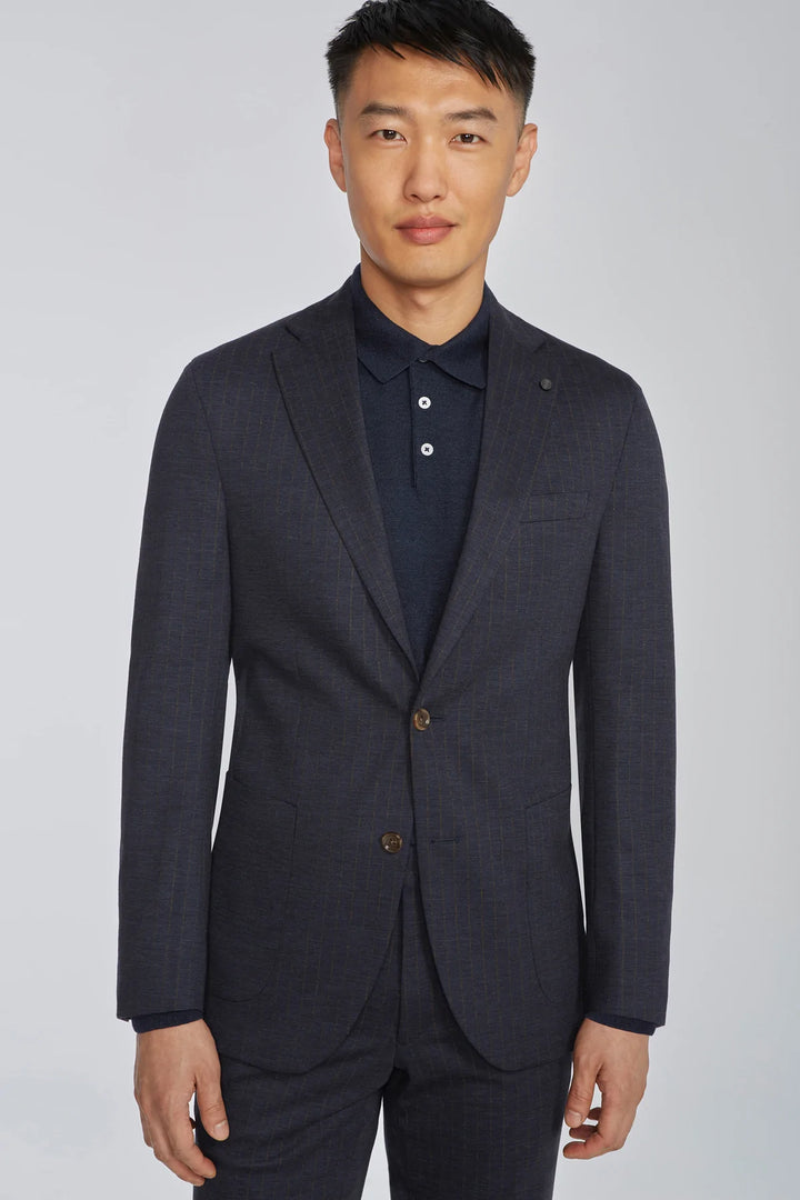 Navy Stripe Hartford Contemporary Fit Loro Piana Knit Suit - Jack Victor - Boutique Jacques International