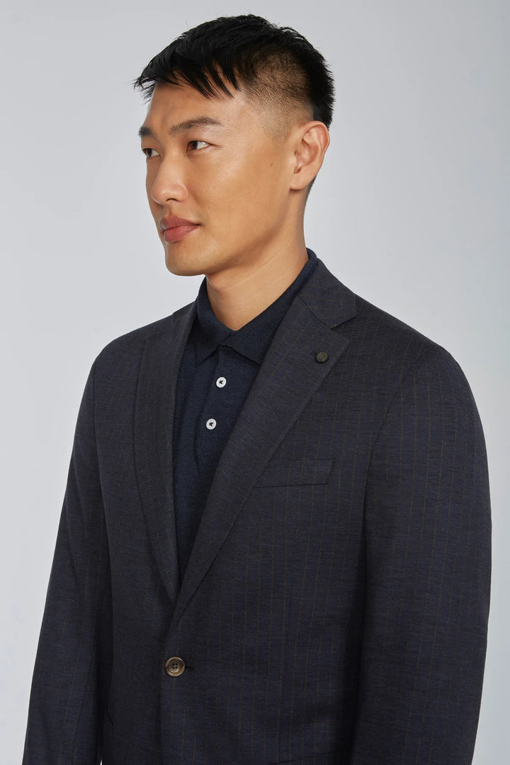 Navy Stripe Hartford Contemporary Fit Loro Piana Knit Suit - Jack Victor - Boutique Jacques International