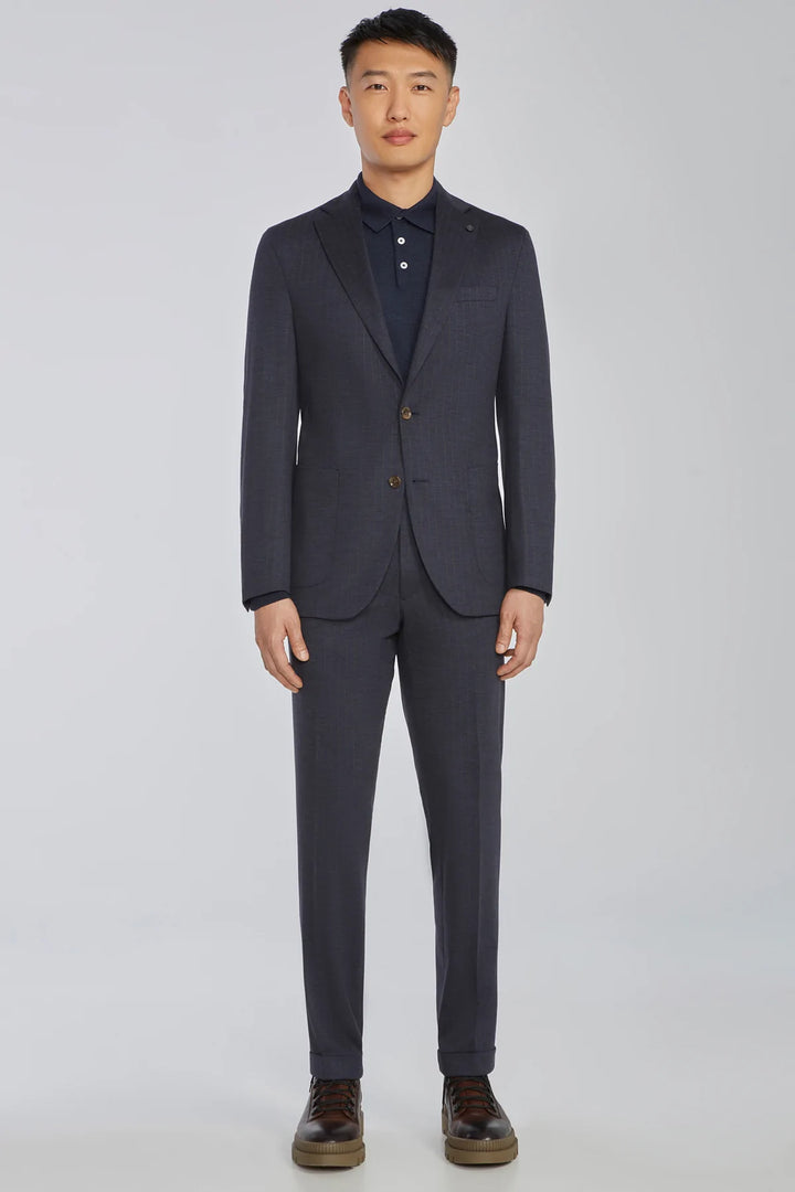 Navy Stripe Hartford Contemporary Fit Loro Piana Knit Suit - Jack Victor - Boutique Jacques International