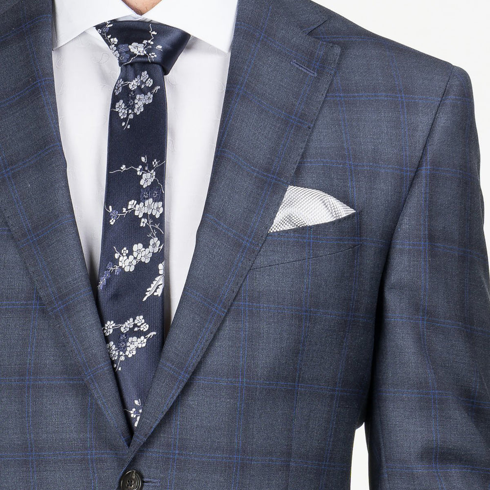 Blue Tonal Check Urban Slim Sartorial Fit Wool Suit - Boutique Jacques International