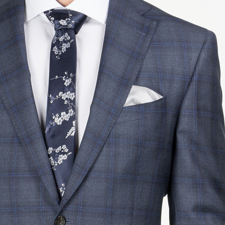 Blue Tonal Check Urban Slim Sartorial Fit Wool Suit - Boutique Jacques International