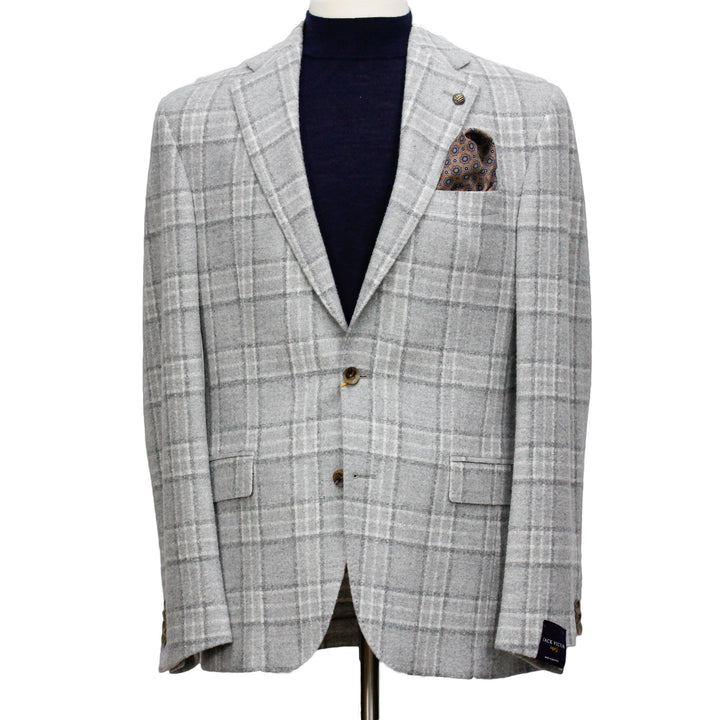 Light Gray Tonal Check McAllen Contemporary Fit DRAGO Wool Sport Jacket - Jack Victor - Boutique Jacques International