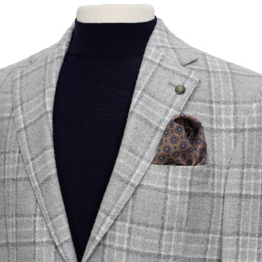 Light Gray Tonal Check McAllen Contemporary Fit DRAGO Wool Sport Jacket - Jack Victor - Boutique Jacques International