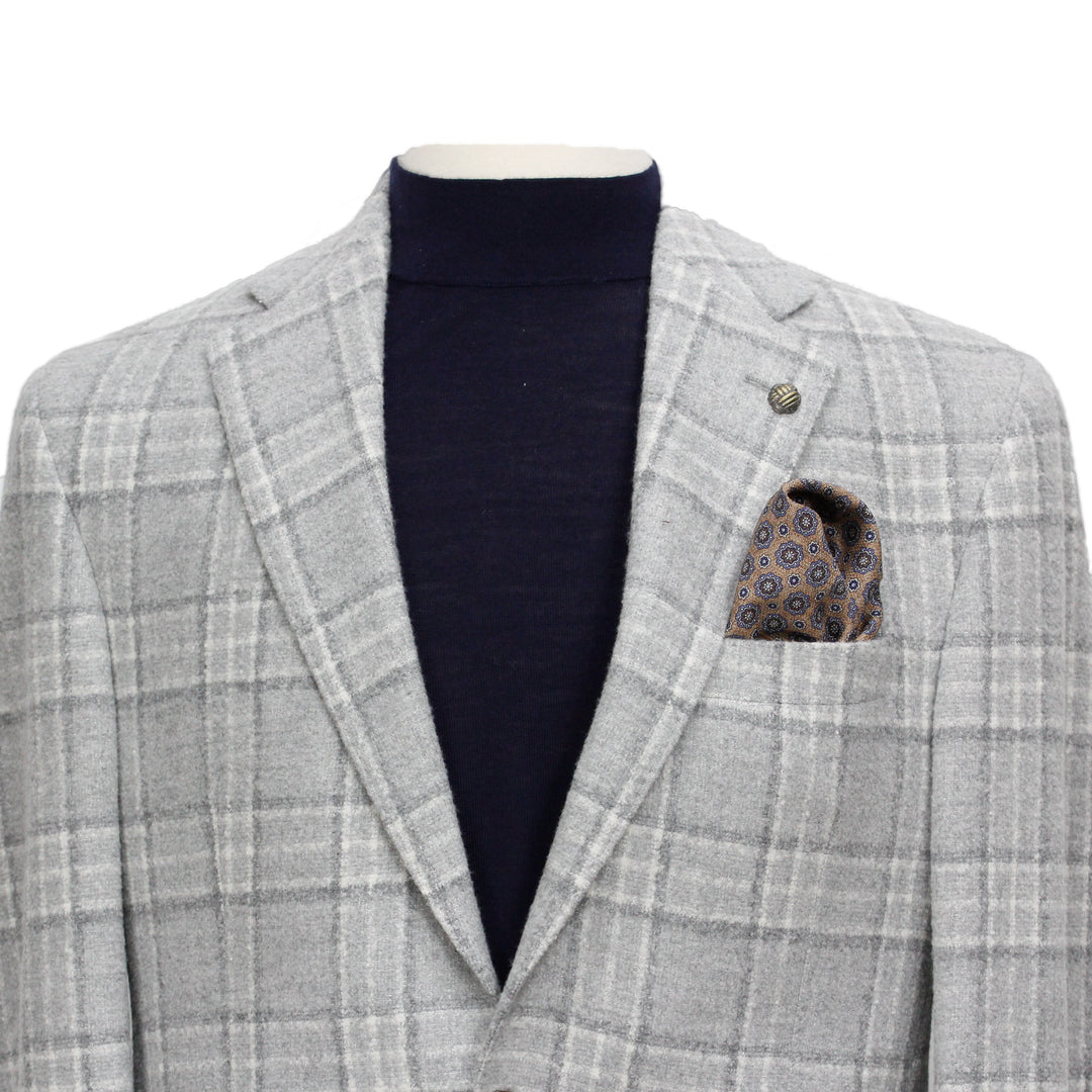 Light Gray Tonal Check McAllen Contemporary Fit DRAGO Wool Sport Jacket - Jack Victor - Boutique Jacques International