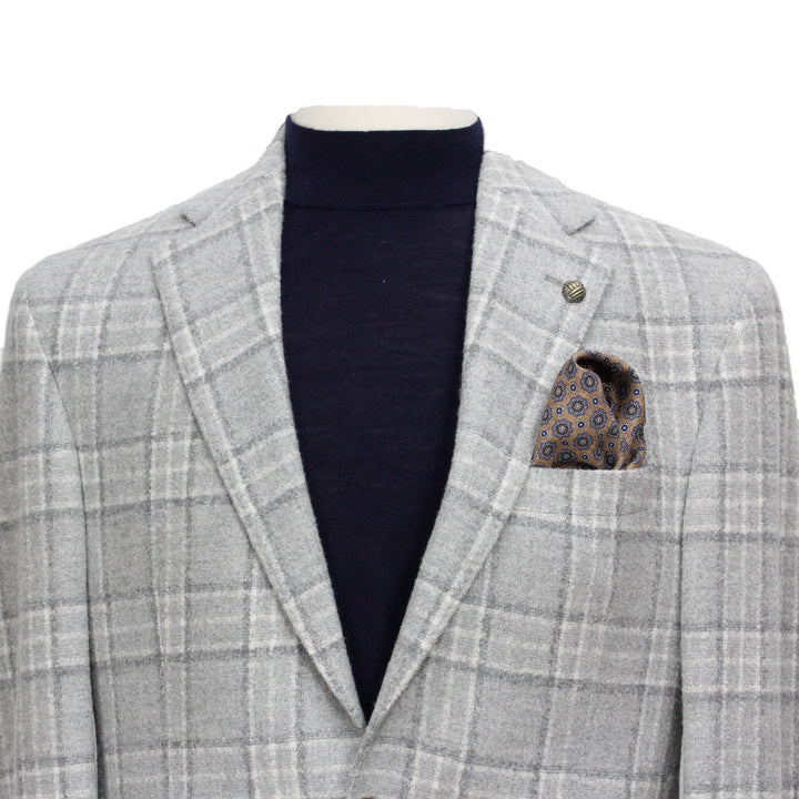Light Gray Tonal Check McAllen Contemporary Fit DRAGO Wool Sport Jacket - Jack Victor - Boutique Jacques International
