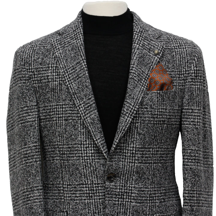 Gray Check Contemporary Fit Wool Silk Sport Jacket - Jack Victor - Boutique Jacques International