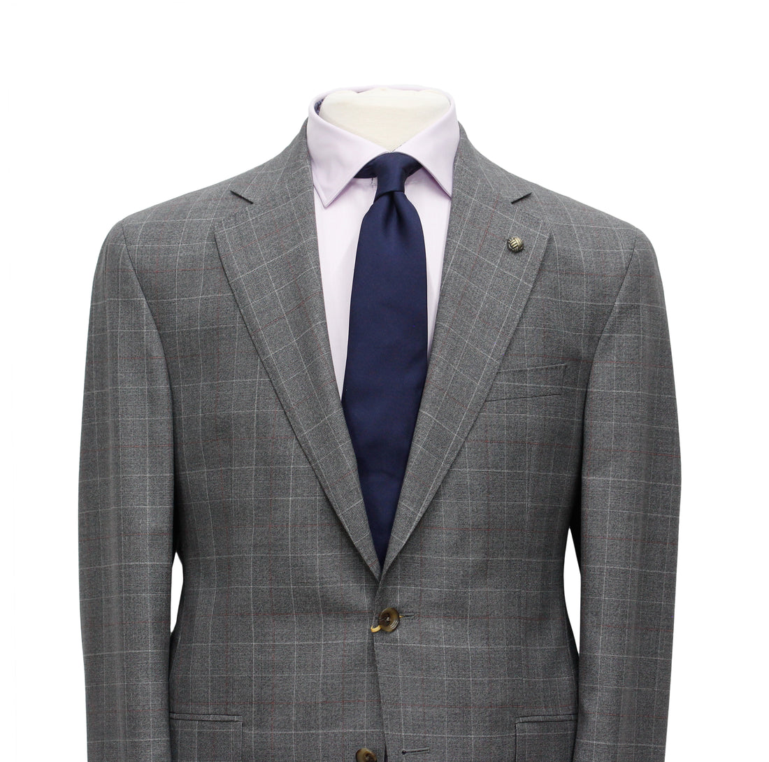 Gray Fine Prince of Wales Check Mason Contemporary Fit Suit - Jack Victor - Boutique Jacques International