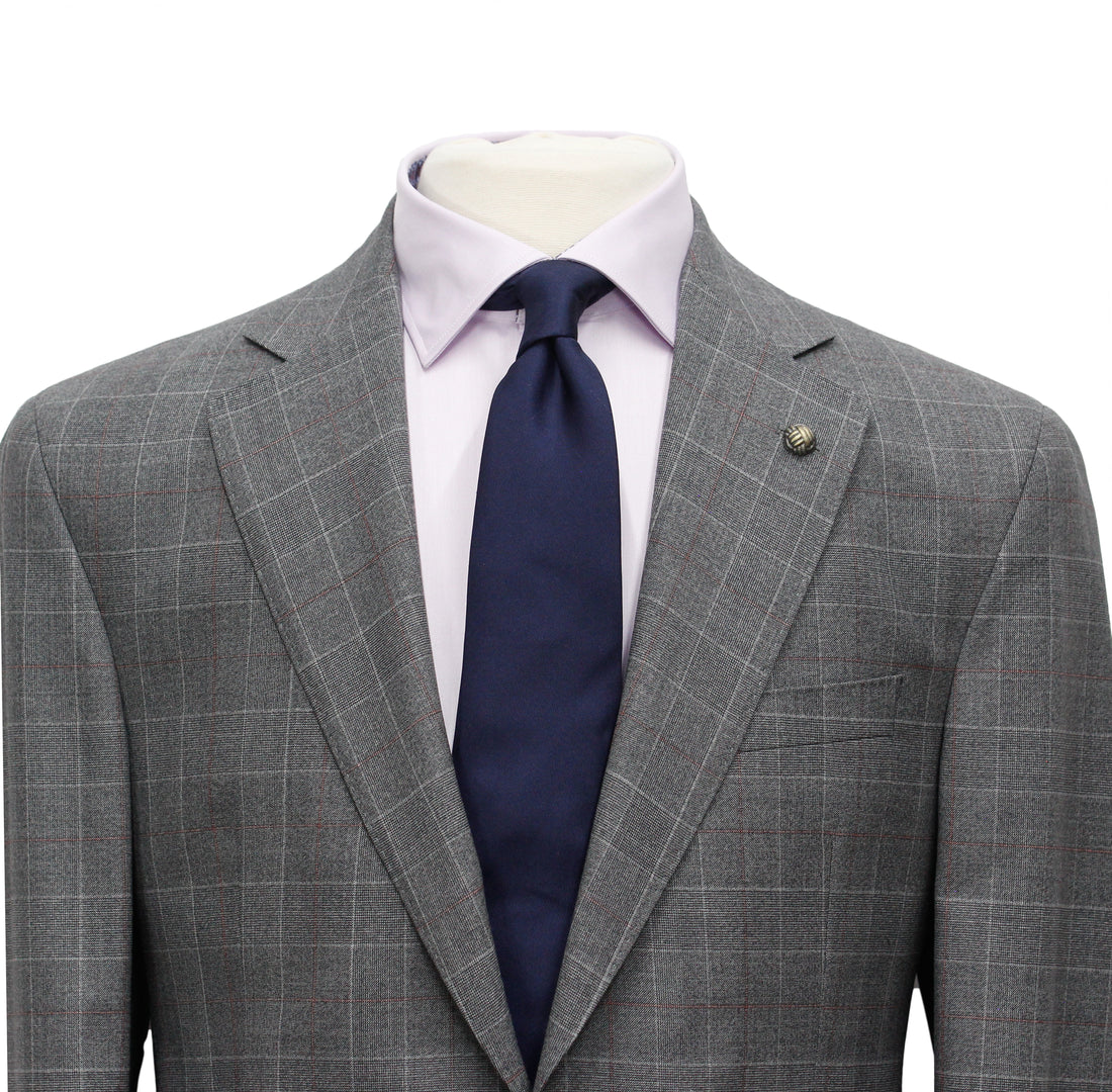 Gray Fine Prince of Wales Check Mason Contemporary Fit Suit - Jack Victor - Boutique Jacques International