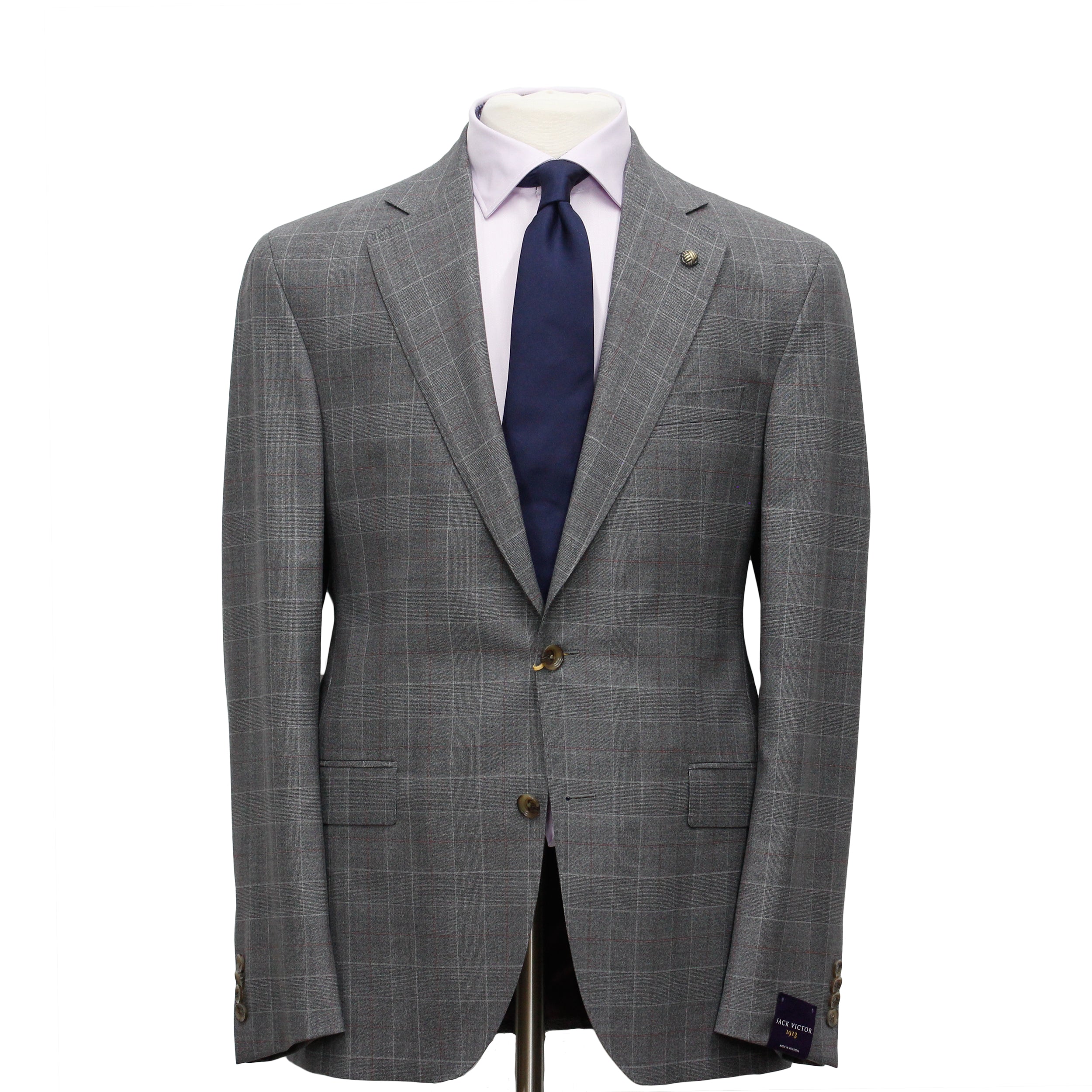 Gray Fine Prince of Wales Check Mason Contemporary Fit Suit - Jack Victor - Boutique Jacques International