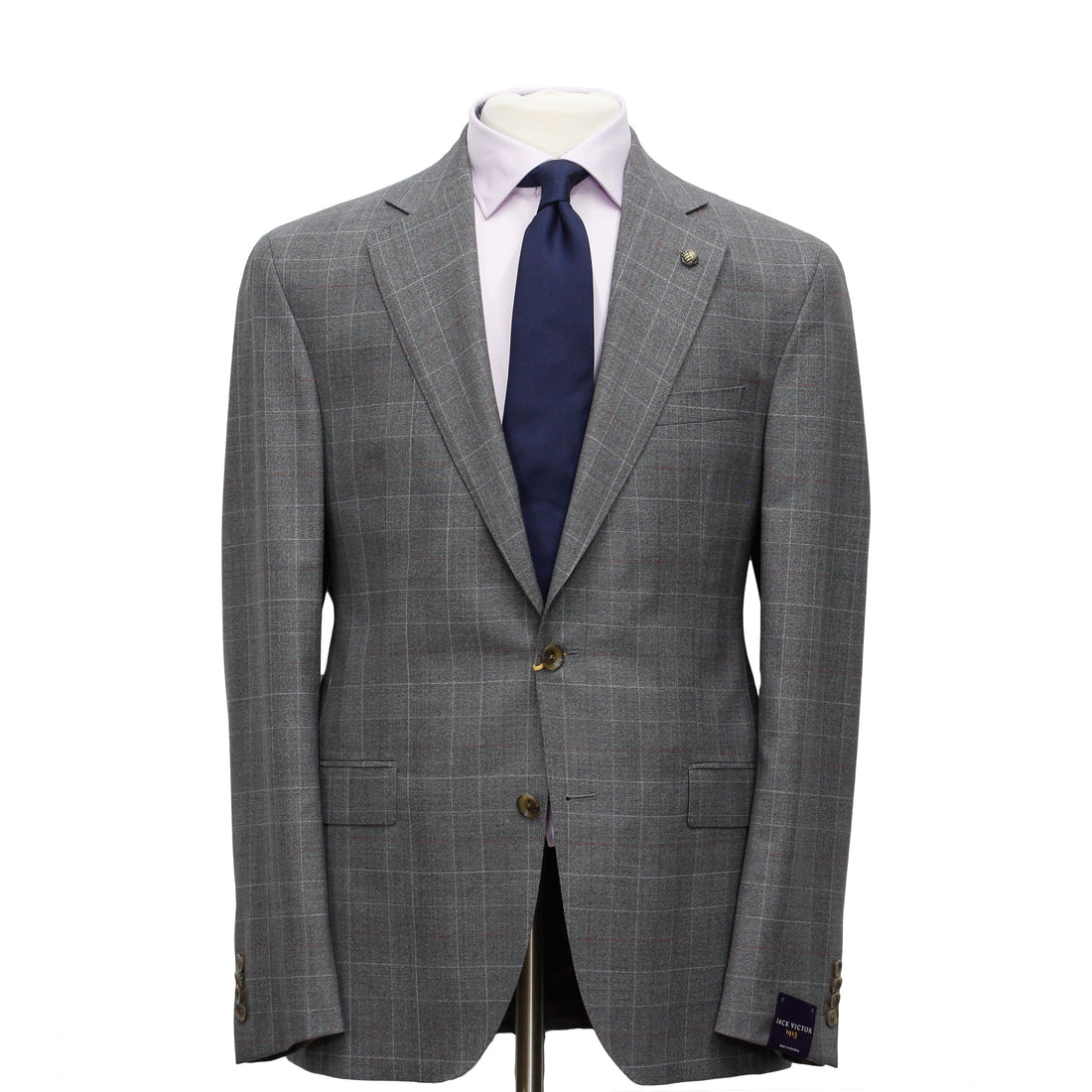 Gray Fine Prince of Wales Check Mason Contemporary Fit Suit - Jack Victor - Boutique Jacques International