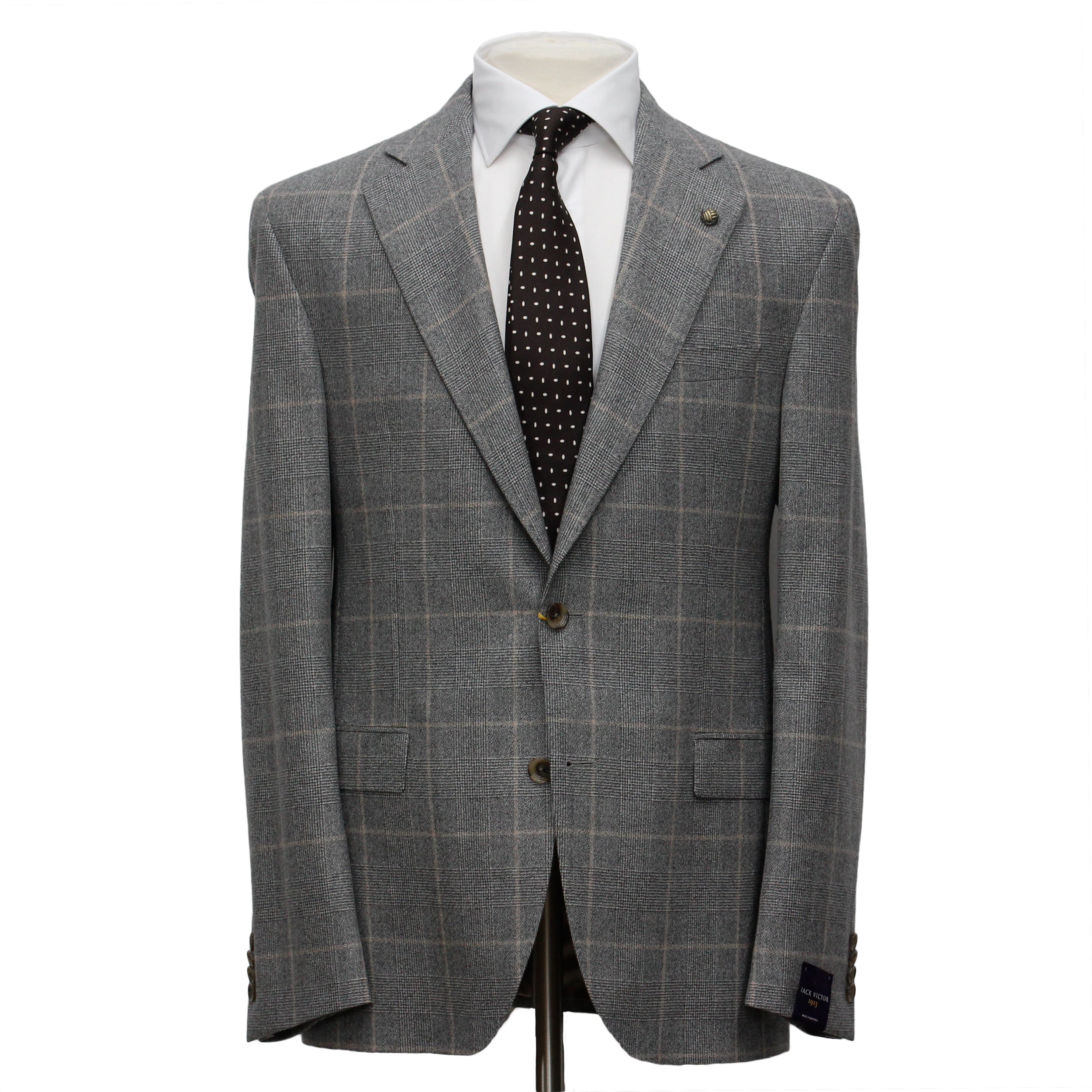 Gray Prince of Wales Check Mason Contemporary Fit DRAGO Wool Suit - Jack Victor - Boutique Jacques International