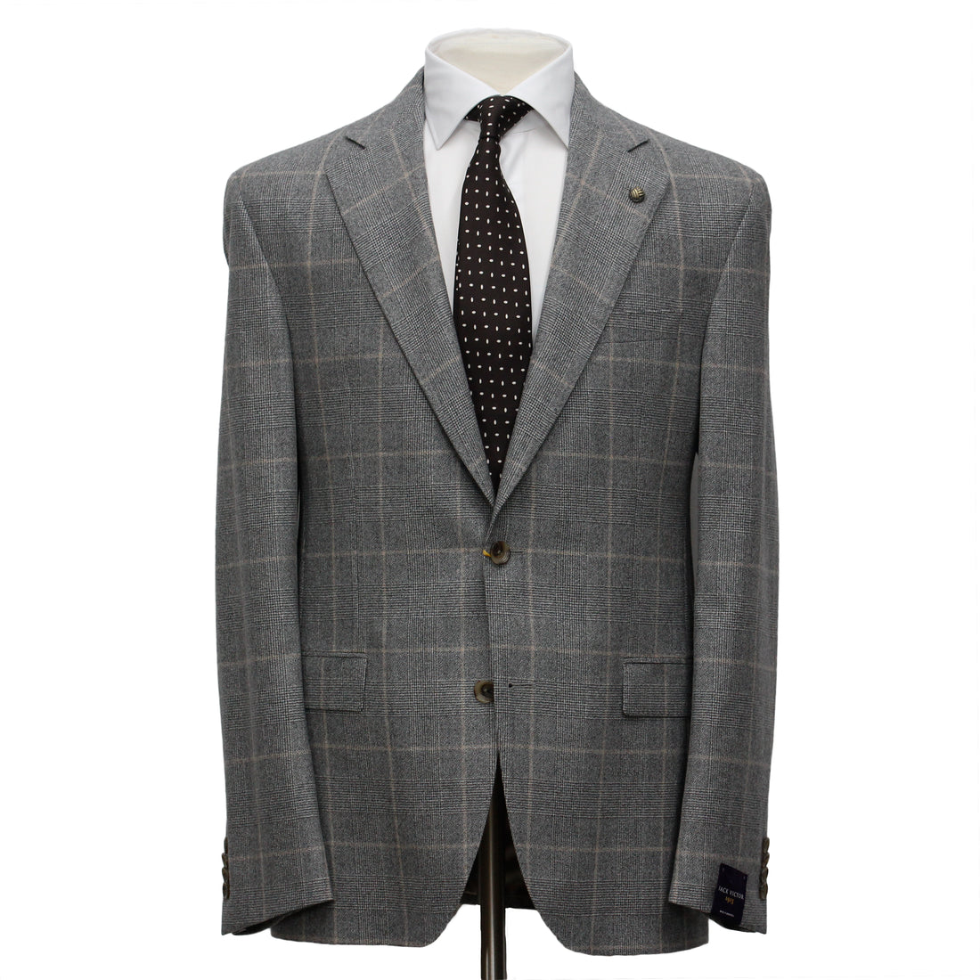 Gray Prince of Wales Check Mason Contemporary Fit DRAGO Wool Suit - Jack Victor - Boutique Jacques International