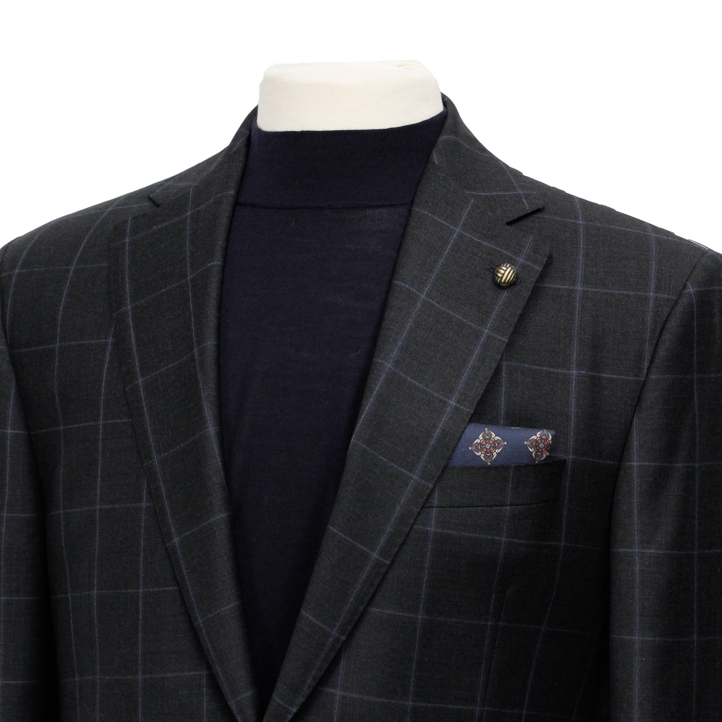 Charcoal Windowpane Check Essence Modern Fit - Jack Victor 1913 - Boutique Jacques International
