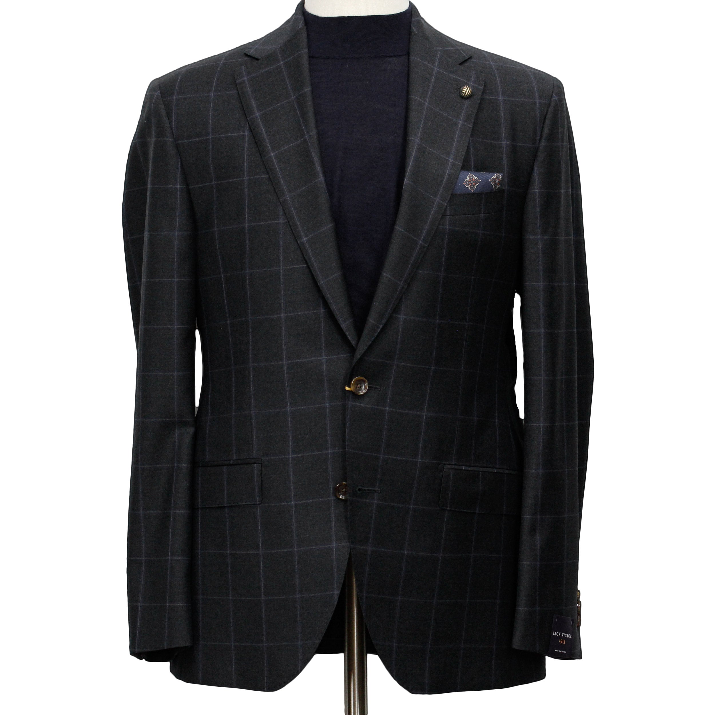 Charcoal Windowpane Check Essence Modern Fit - Jack Victor 1913 - Boutique Jacques International
