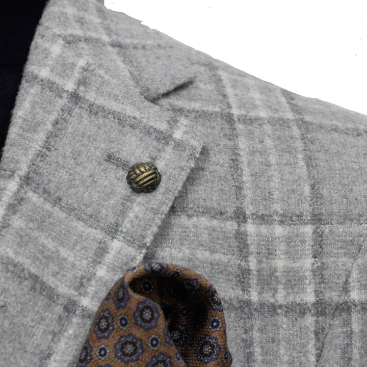 Light Gray Tonal Check McAllen Contemporary Fit DRAGO Wool Sport Jacket - Jack Victor - Boutique Jacques International