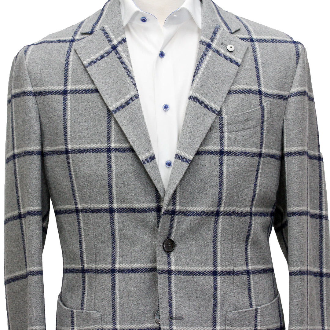 Gray Check Unconstructed Sport Coat - L.B.M 1911 - Boutique Jacques International