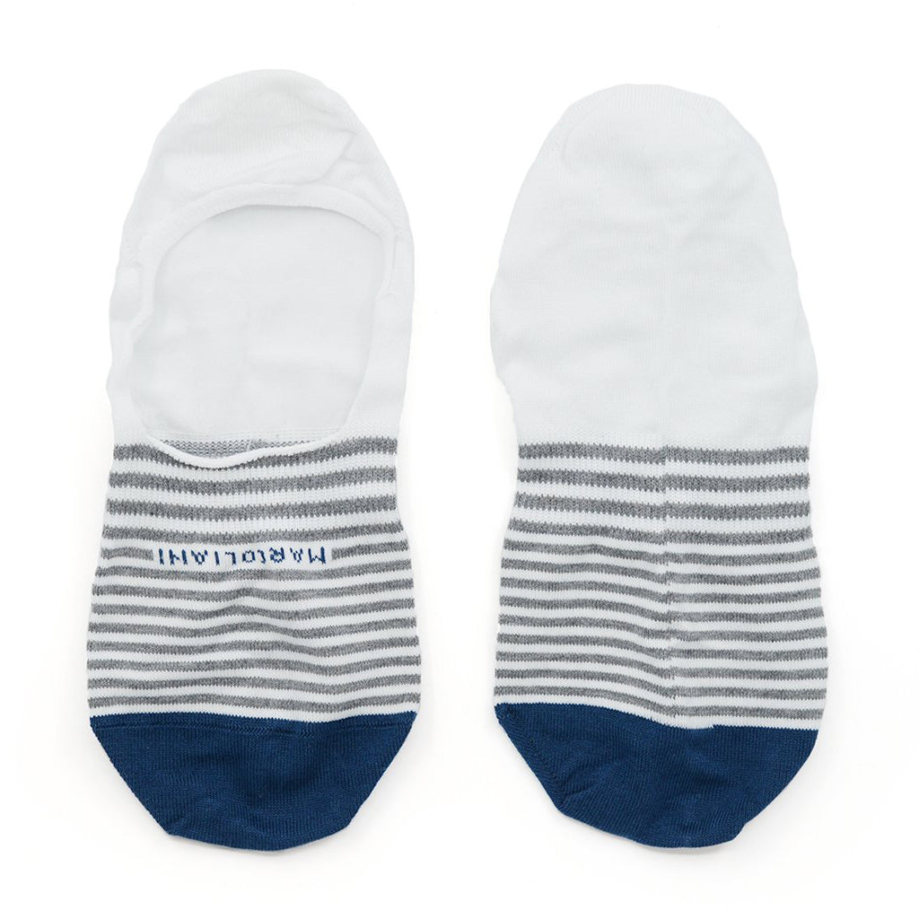 White Stripe Invisible Touch No-Show Socks - Marcoliani - Boutique Jacques International