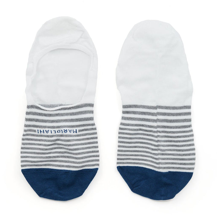 White Stripe Invisible Touch No-Show Socks - Marcoliani - Boutique Jacques International