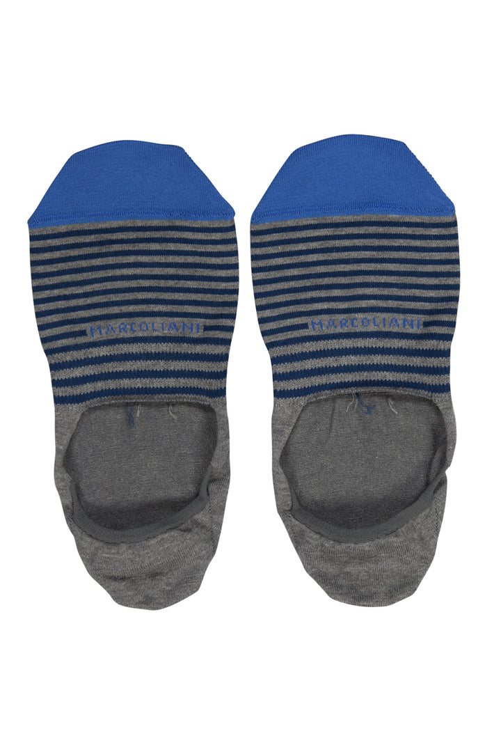 Grey Stripe Invisible Touch No-Show Socks - Marcoliani - Boutique Jacques International
