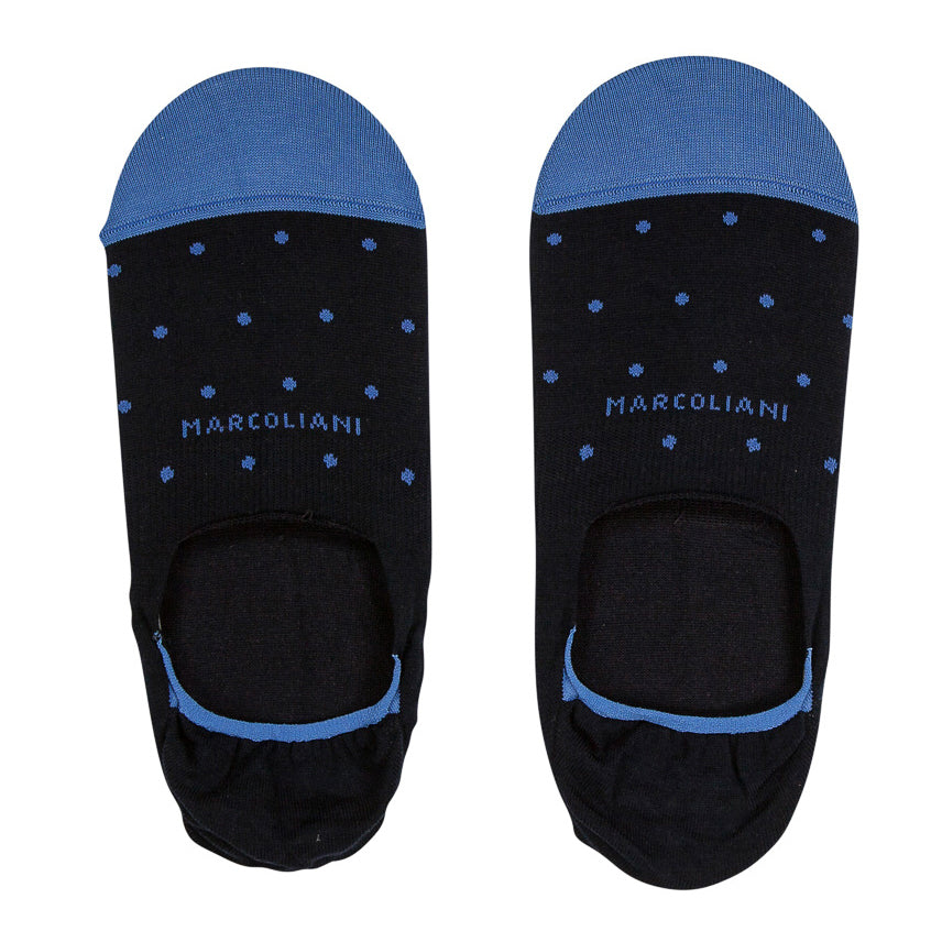 Navy Polka Dot Invisible Touch Pima Cotton No-Show Socks - Marcoliani - Boutique Jacques International