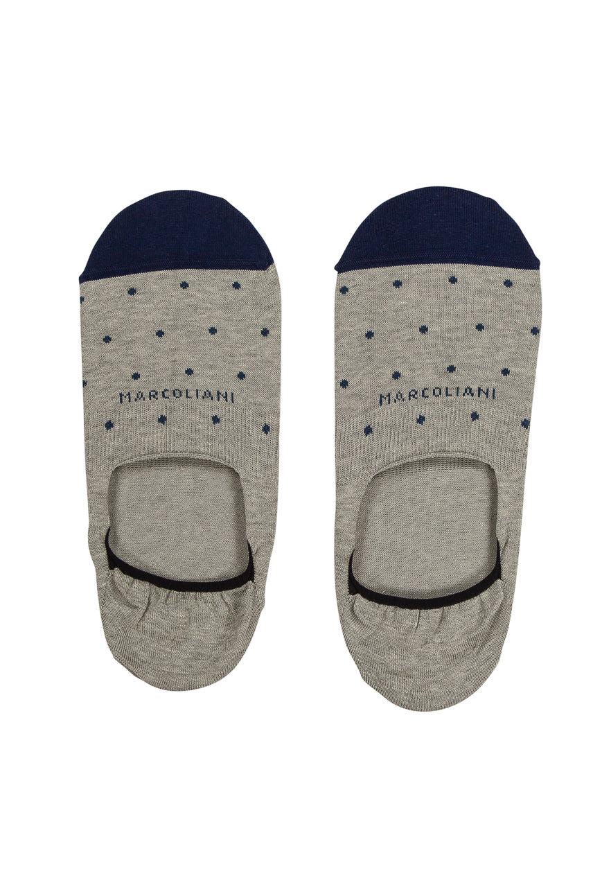 Gray Polka Dot Invisible Touch Pima Cotton No-Show Socks - Marcoliani - Boutique Jacques International