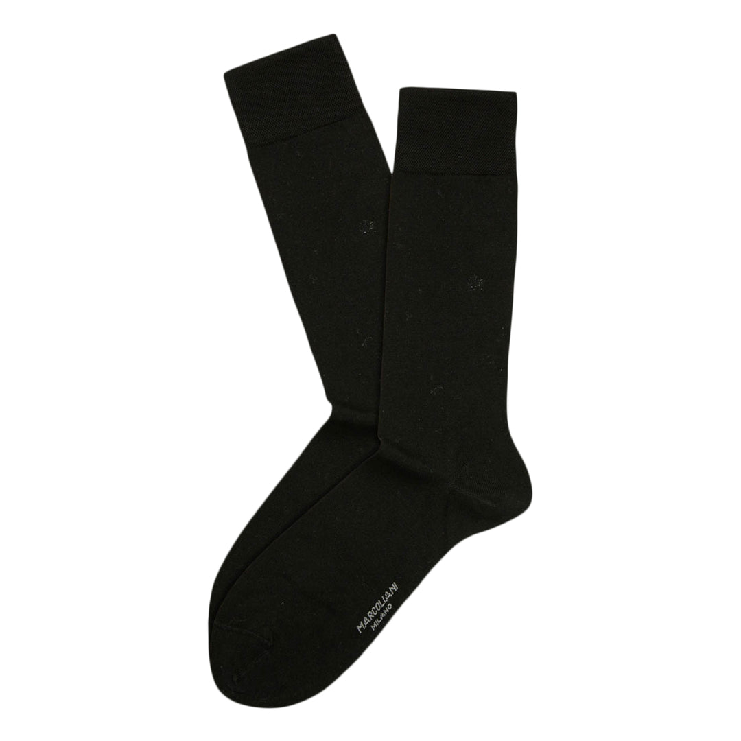 Black Pima Cotton Mid-Calf Sock - Marcoliani - Boutique Jacques International