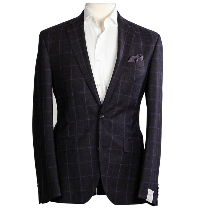 Maroon Windowpane Check - Ink Slim Fit - Boutique Jacques International