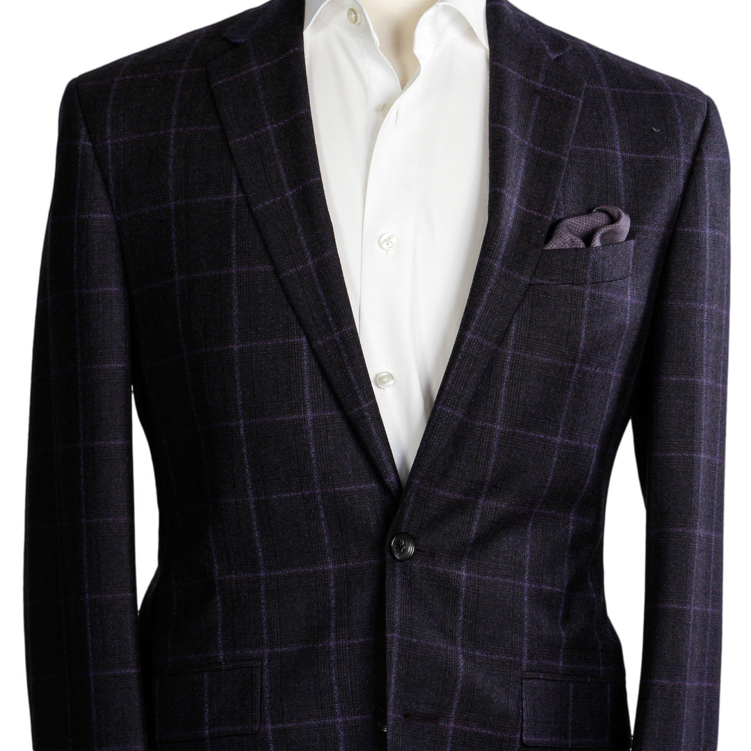 Maroon Windowpane Check - Ink Slim Fit - Boutique Jacques International