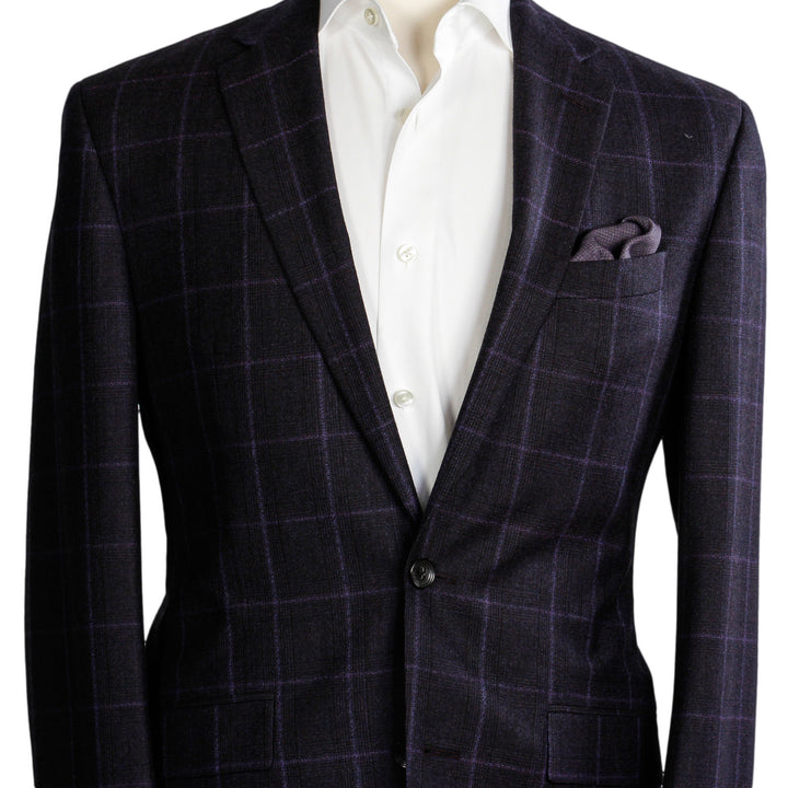 Maroon Windowpane Check - Ink Slim Fit - Boutique Jacques International