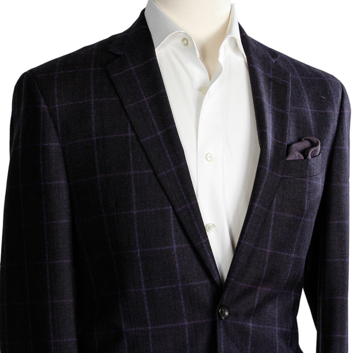 Maroon Windowpane Check - Ink Slim Fit - Boutique Jacques International