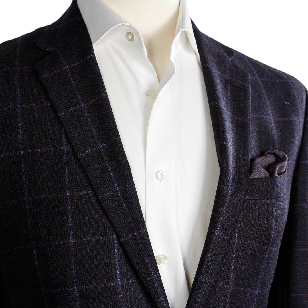 Maroon Windowpane Check - Ink Slim Fit - Boutique Jacques International