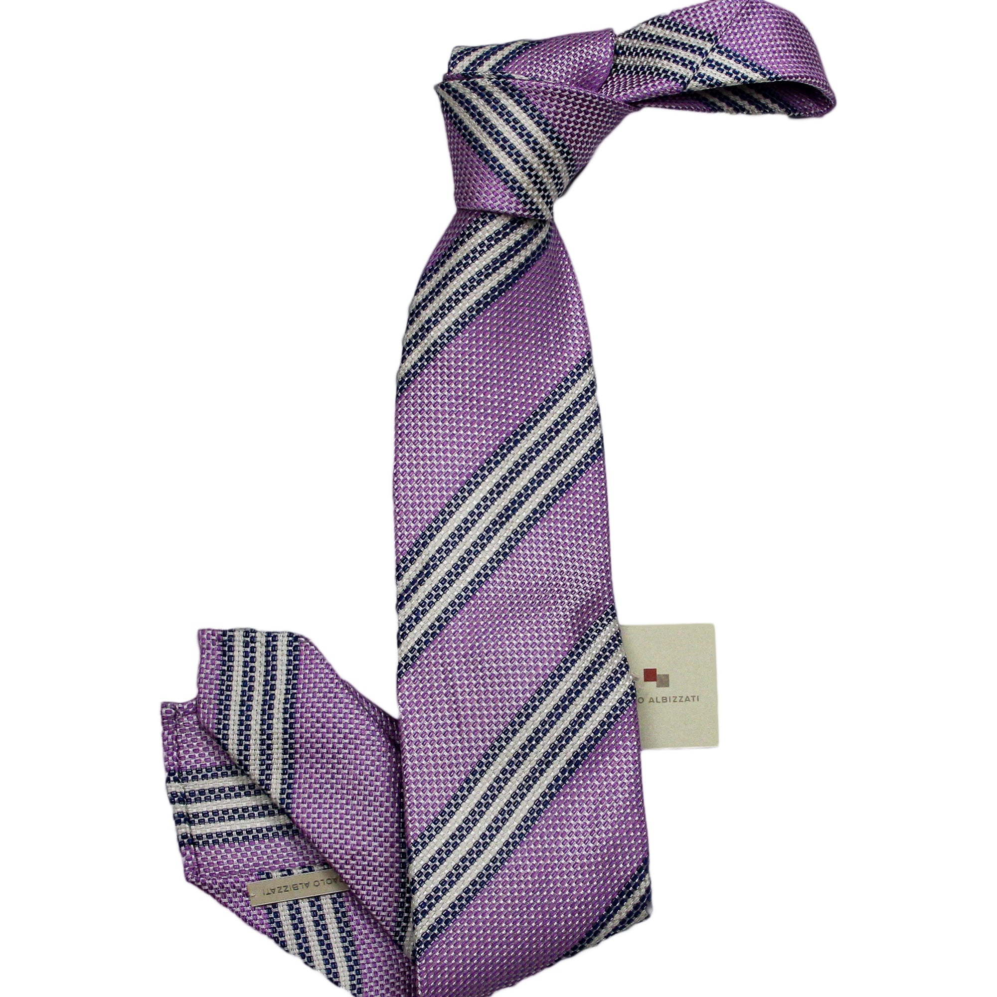 Lavender Stripe Silk Tie - Paolo Albizzati - Boutique Jacques International