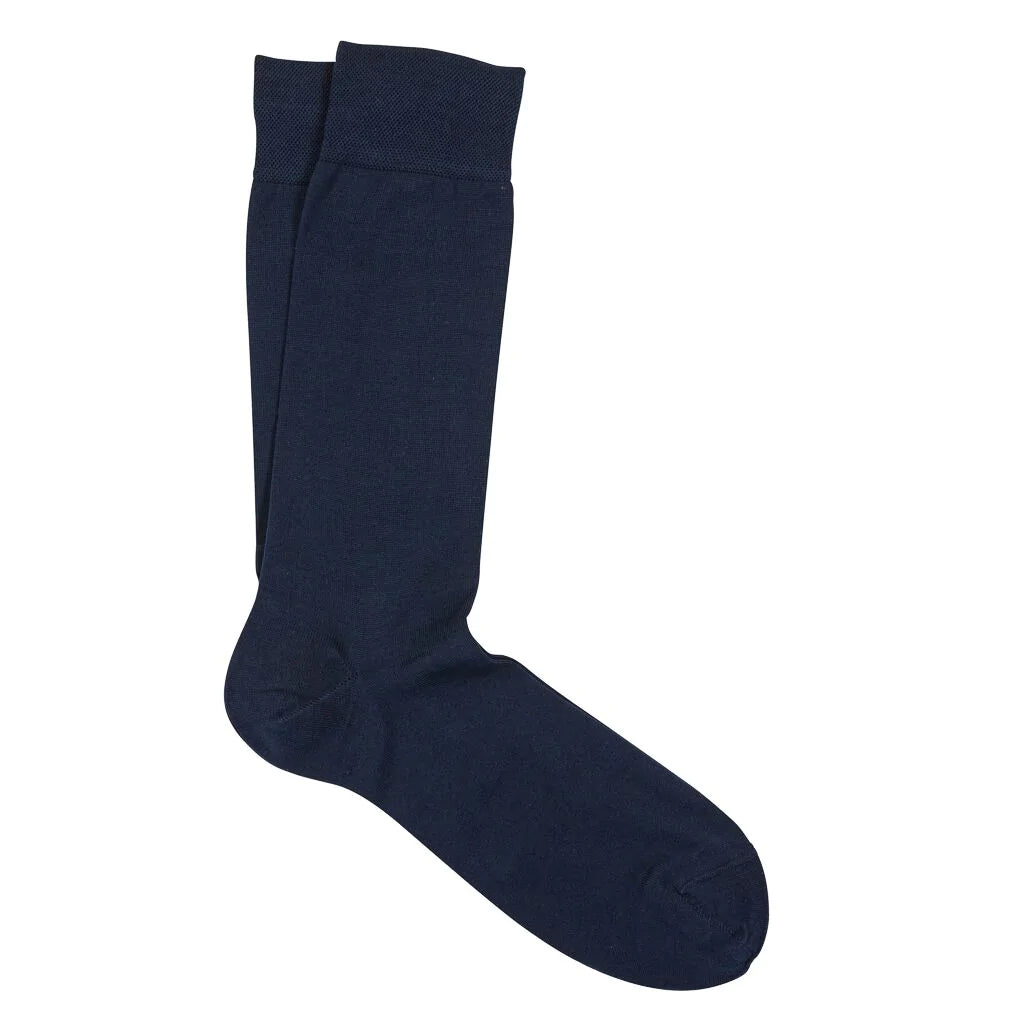 Navy Pima Cotton Mid-Calf Sock - Marcoliani - Boutique Jacques International