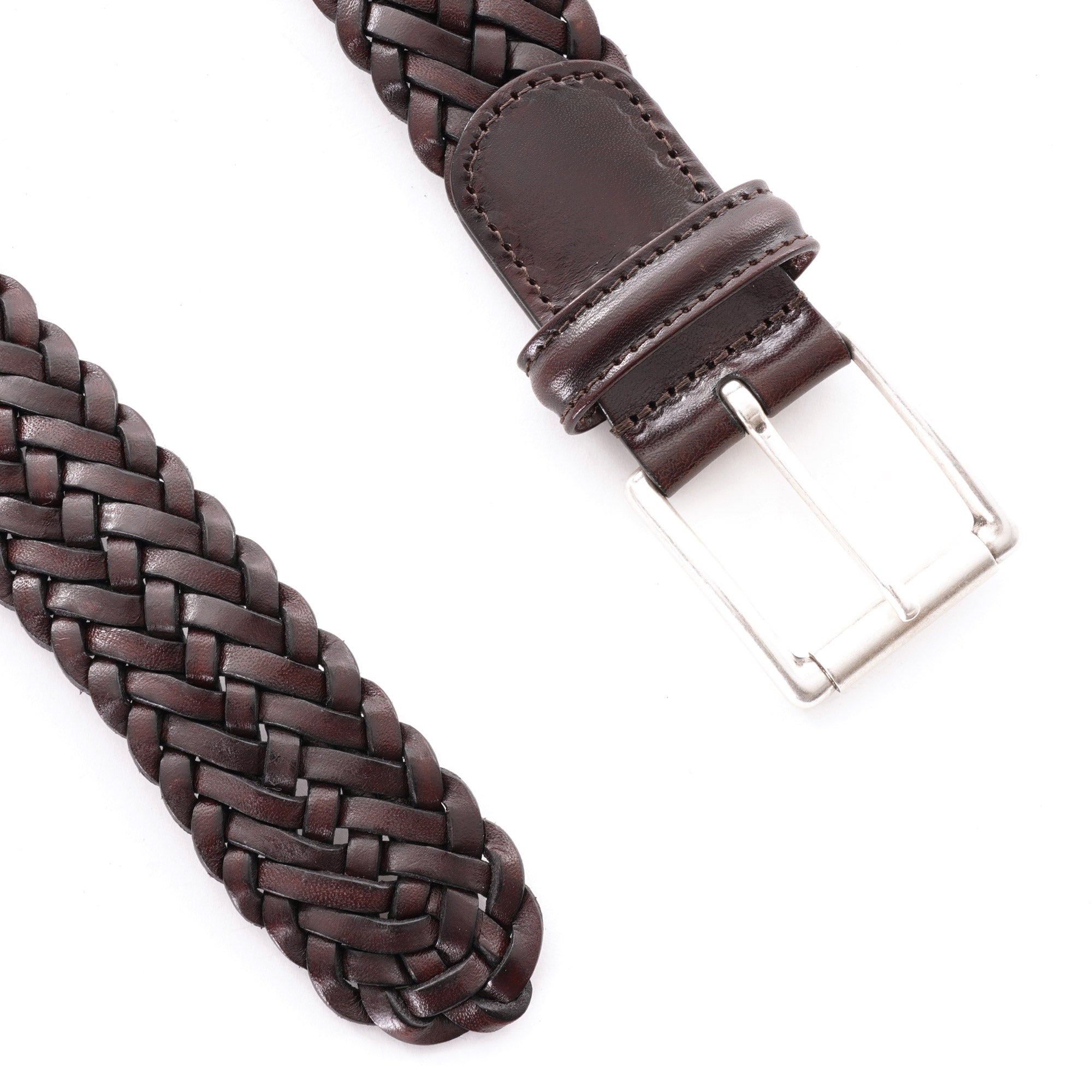 Brown Woven Leather Belt - Anderson's - Boutique Jacques International