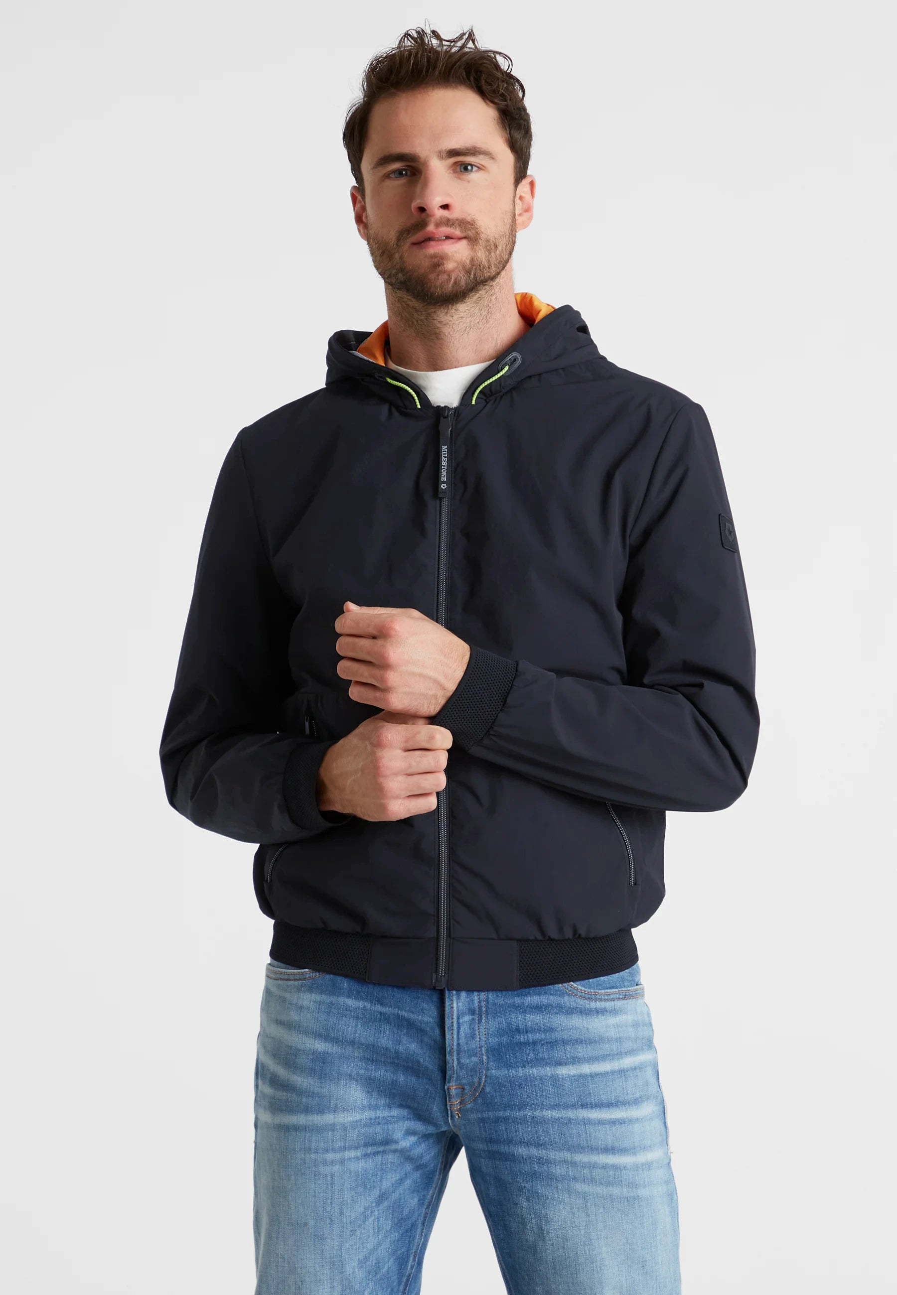 Lightweight Blue Bomber Jacket - Milestone - Boutique Jacques International