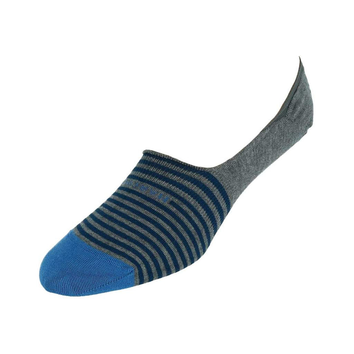 Grey Stripe Invisible Touch No-Show Socks - Marcoliani - Boutique Jacques International
