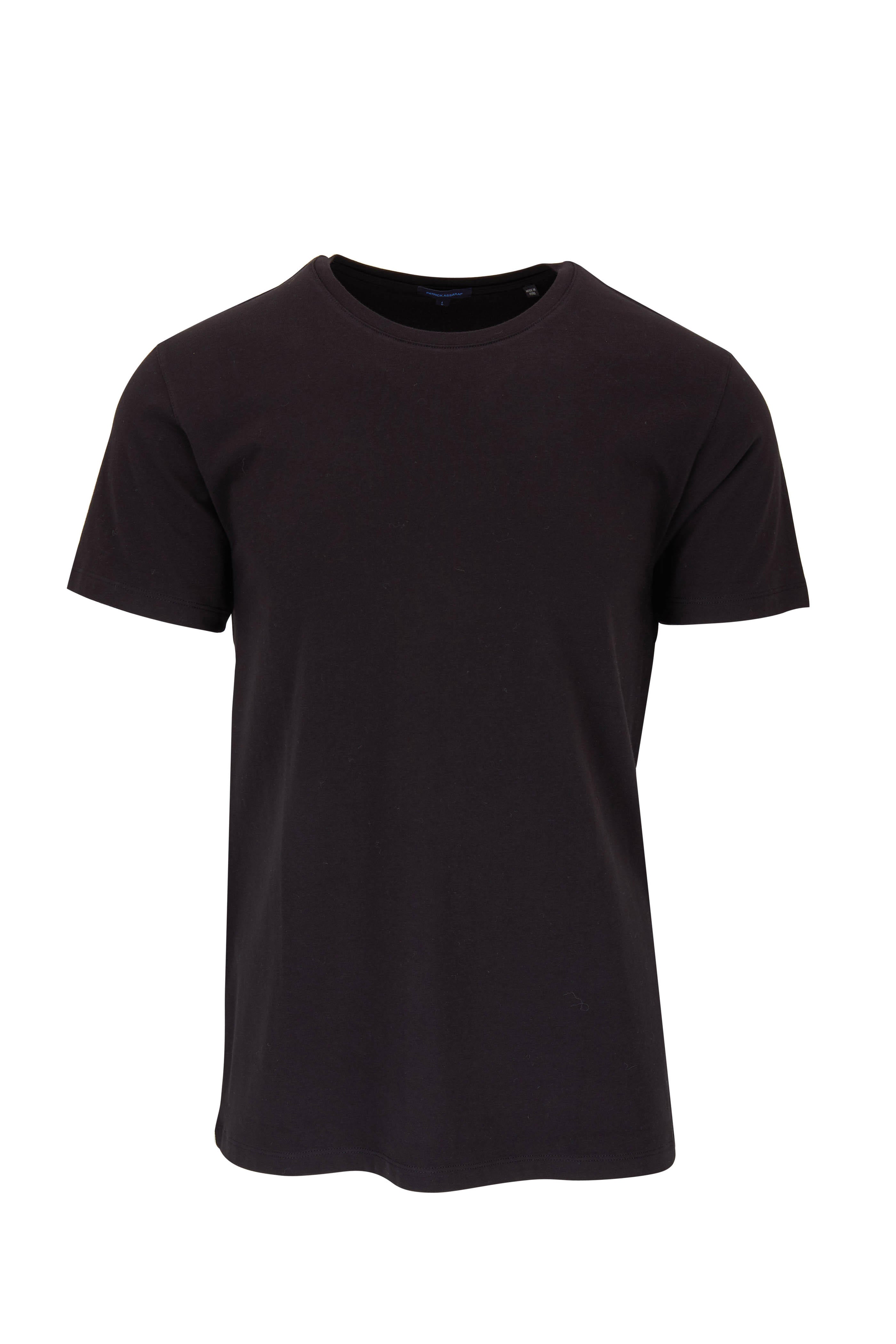 Iconic Black Pima Stretch Short Sleeve Crew Neck - PATRICK ASSARAF - Boutique Jacques International