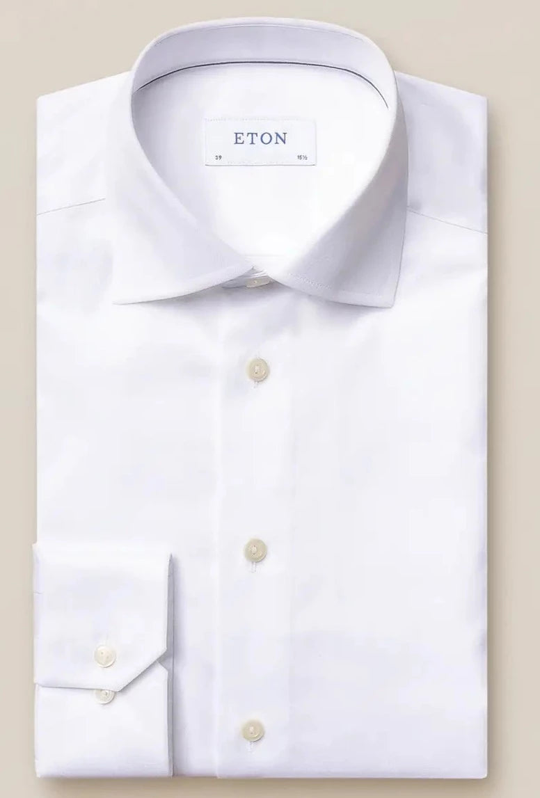 White Signature Twill Contemporary Fit Dress Shirt - ETON - Boutique Jacques International